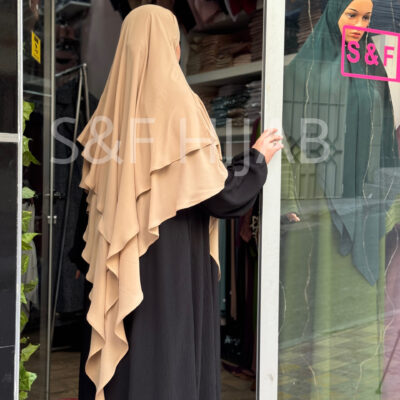 خمار طبقتين باللون البيج