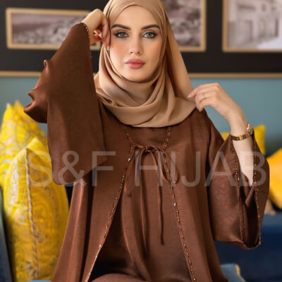 عباءة نسمة كراميل غامق